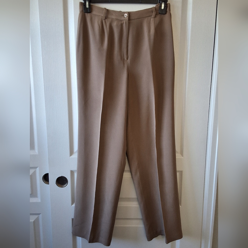 VIA SETA 8 Silk Vintage High Waisted Dress Pants‎ Coastal Grandma Dark Academia